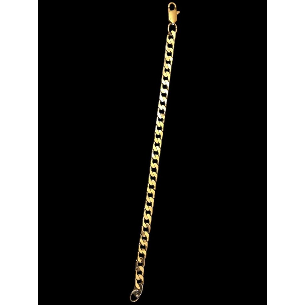 Gold-Tone‎ Cuban Link Chain Bracelet 8" With Lobster Clasp Closure